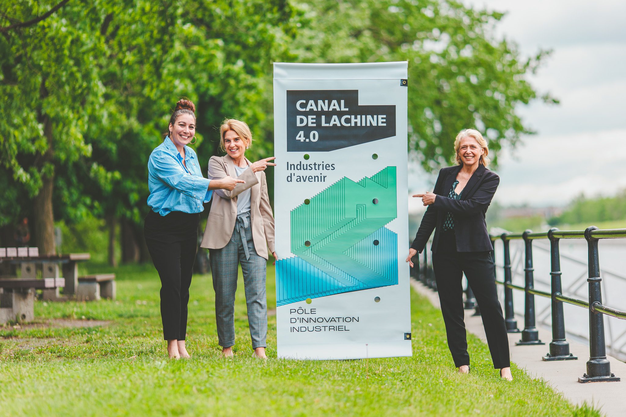 Maja Vodanović, Mairesse de Lachine Vicki Grondin, Conseillère de la Ville, Arrondissement Lachine Nathalie Robitaille, Directrice générale, PME Ouest de l'île